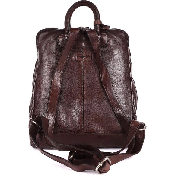 Women and Men Brown 12.5 Inch Leather Backpack with Adjustable Shoulder Strap - Picture 7 of 9